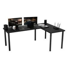 Corner two-sided computer desk, black